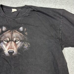 Vtg Wolf Graphic T Shirt Mens XXL Black Ringspun Cotton Short Sleeve Tee